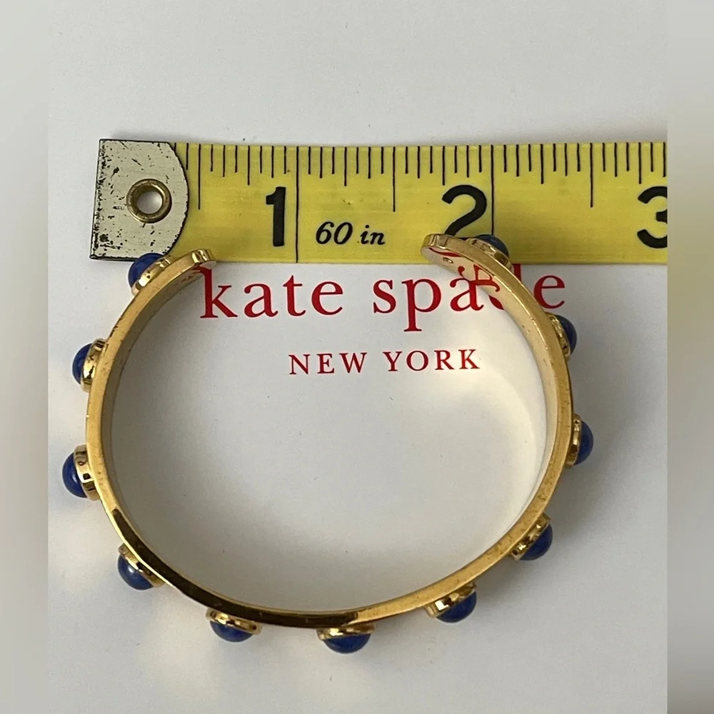 Kate Spade New York Signed Gold with Blue Marble Cabochon Studded Cuff Bracelet